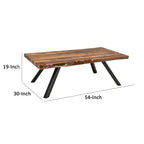 Table basse Isla 54 pouces, surface en bois d'acacia, bord brut, brun riche
