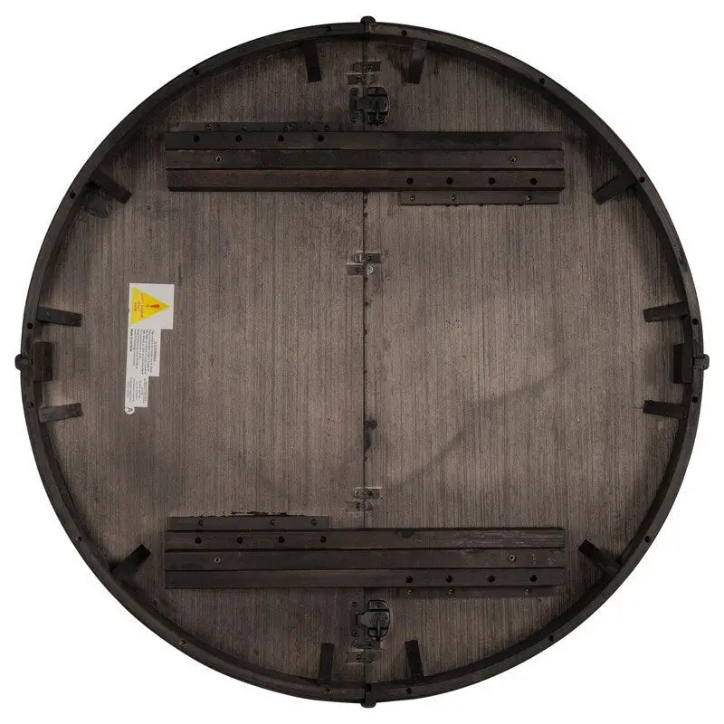 Round dining table, Farmhouse round retractable table, 16 leaf wood kitchen table