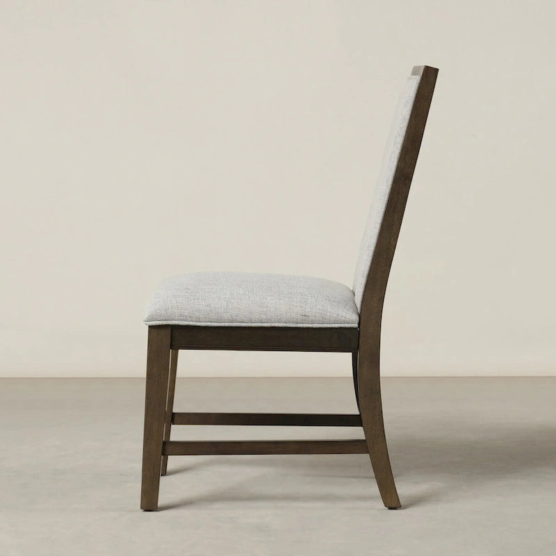 Roundhill Furniture Aberll Solid Wood Upholstered Dining Chairs, Set of 2, Gray