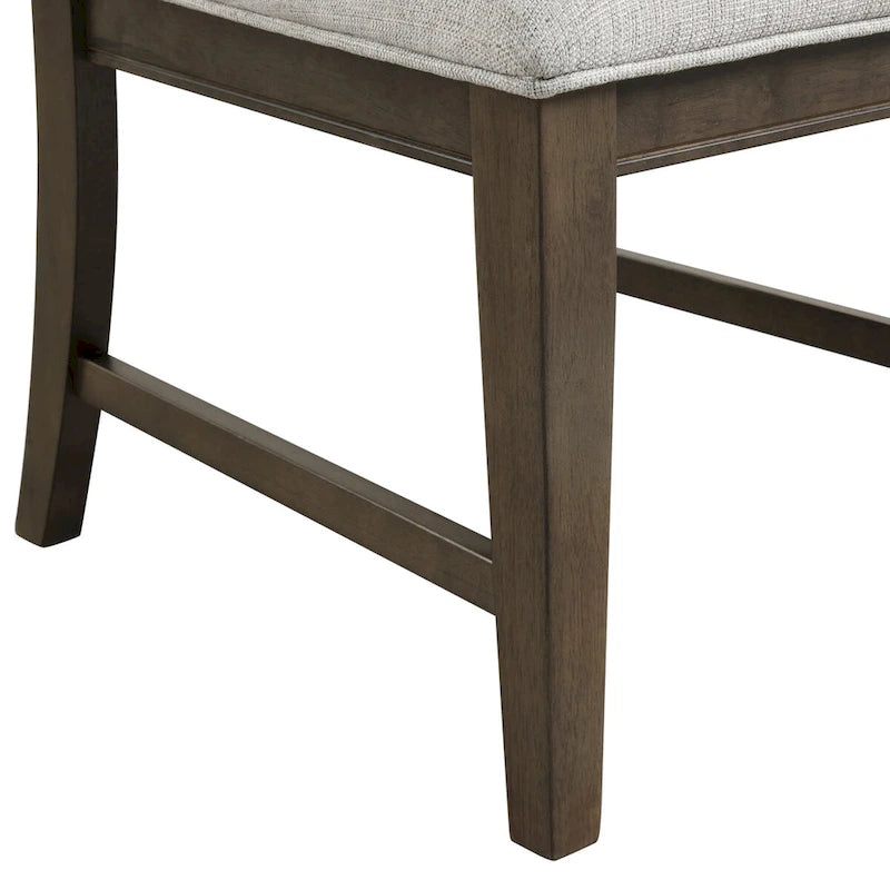 Roundhill Furniture Aberll Solid Wood Upholstered Dining Chairs, Set of 2, Gray