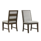 Roundhill Furniture Aberll Solid Wood Upholstered Dining Chairs, Set of 2, Gray