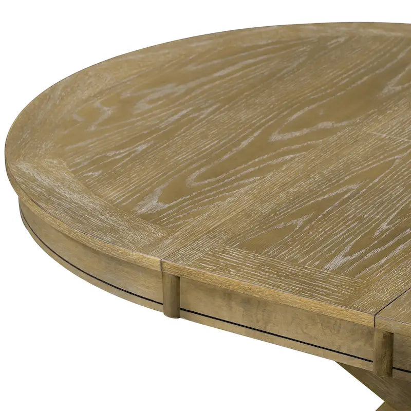 Retro Functional Extendable Dining Table with a 12 Leaf for Dining Room