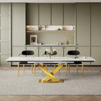 94.48 Modern Extendable Rectangular Sintered Stone Dining Table For 8 person
