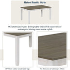 Table de salle à manger rectangulaire 60" style campagnard avec 4 chaises rembourrées et un banc