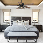52 Farmhouse Driftwood 5-Blade Black Caged Ceiling Fan with Remote