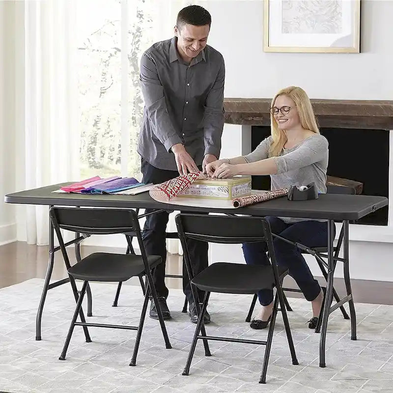 SUGIFT Table pliante en plastique de 1,8 m – Pliable en deux – Portable