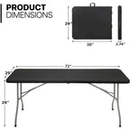 SUGIFT Table pliante en plastique de 1,8 m – Pliable en deux – Portable