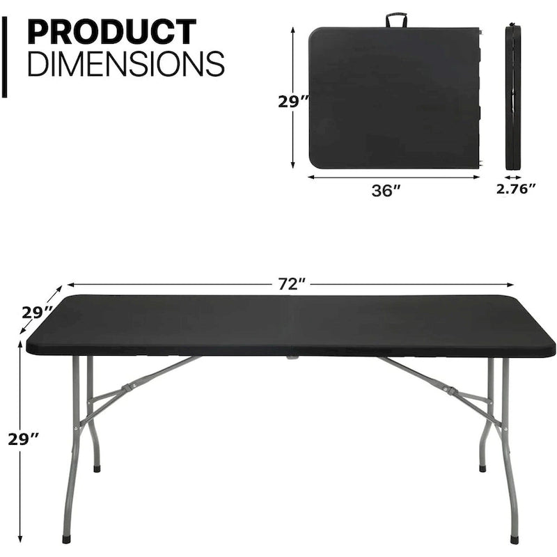 SUGIFT Table pliante en plastique de 1,8 m – Pliable en deux – Portable