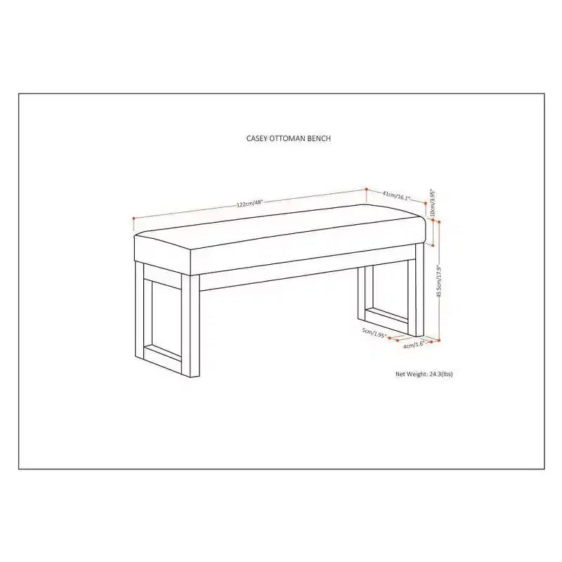 Banc Ottoman Contemporain Rectangulaire WyndenHall 48 Kaufman