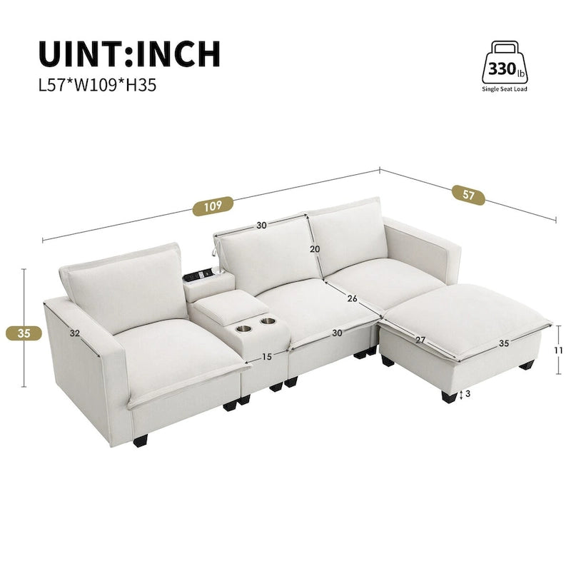 Harper&Bright Designs Canapé d'angle nuage multifonctionnel moderne