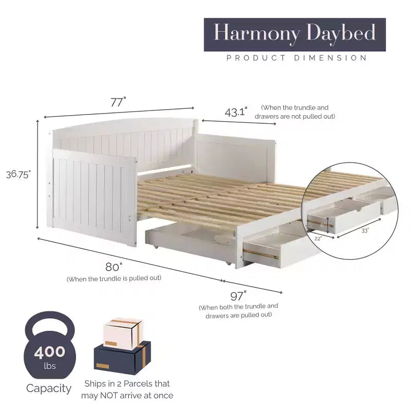 Lit de repos pour enfant Alaterre Furniture Harmony avec conversion