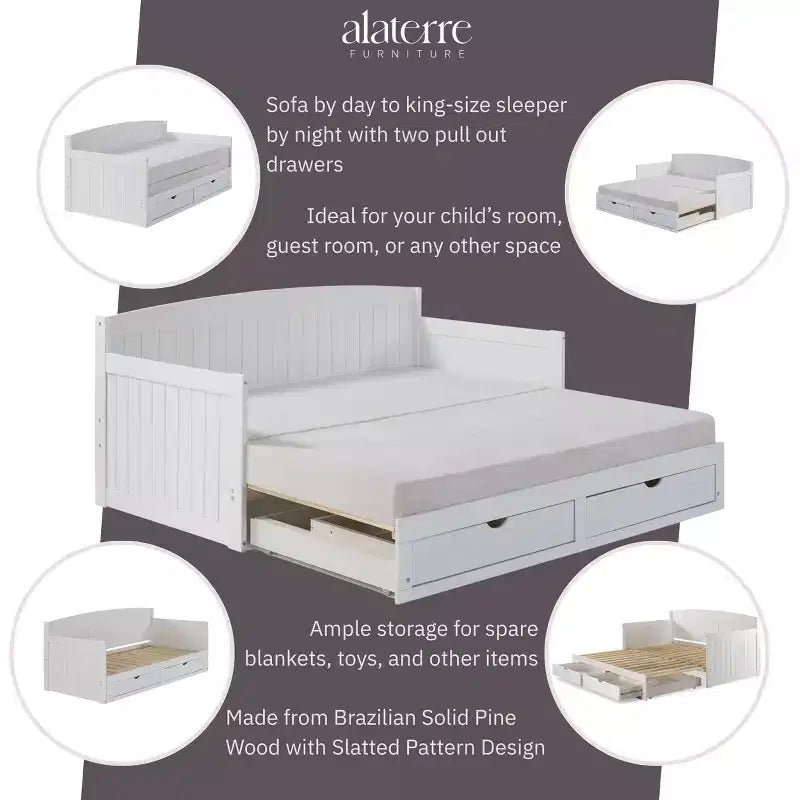 Lit de repos pour enfant Alaterre Furniture Harmony avec conversion