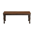 Banc de salle à manger bicolore May de 122 cm, pieds tournés, finition en bois brun riche