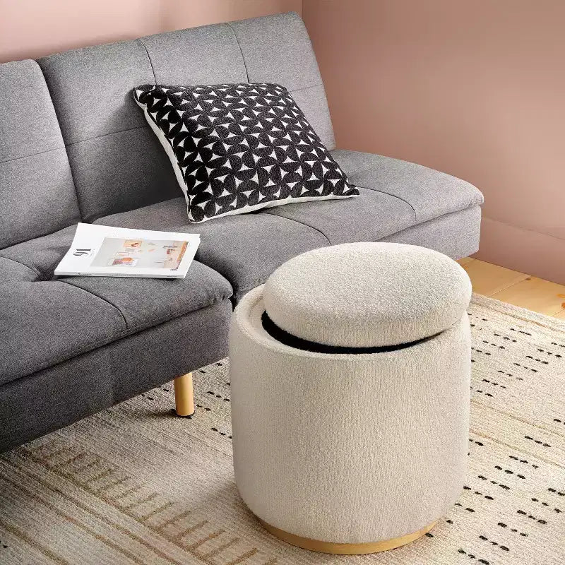 Pouf de rangement rond rembourré - Room Essentials