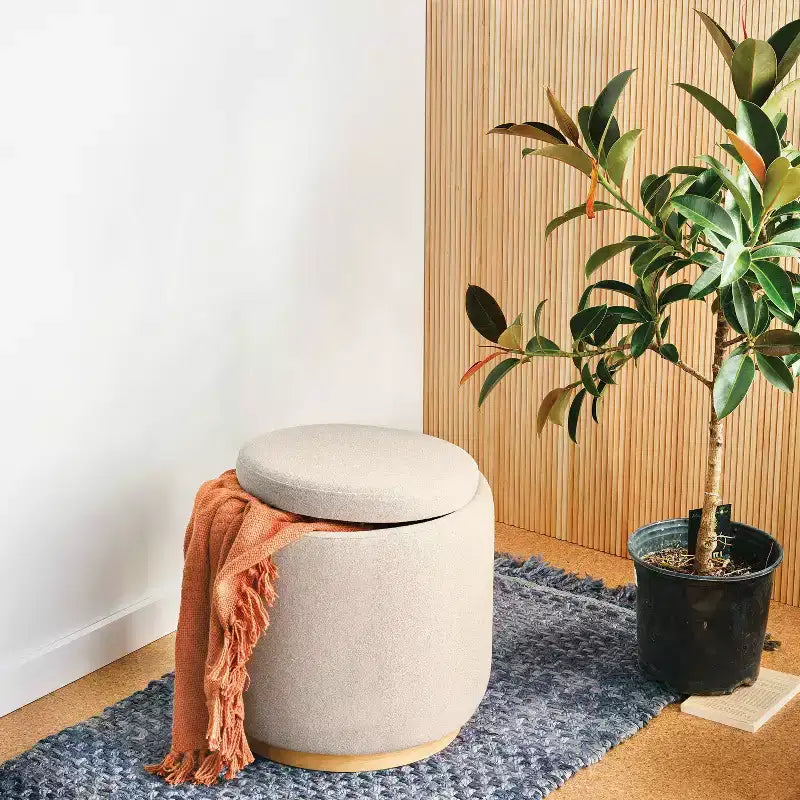 Pouf de rangement rond rembourré - Room Essentials