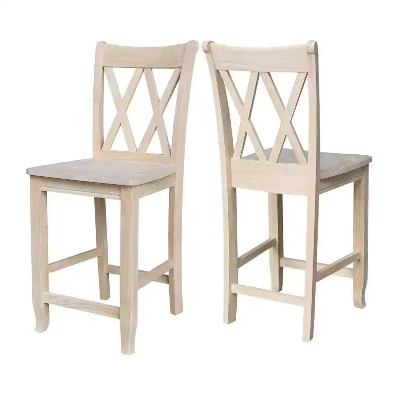 Tabouret de bar hauteur comptoir à dossier double croix