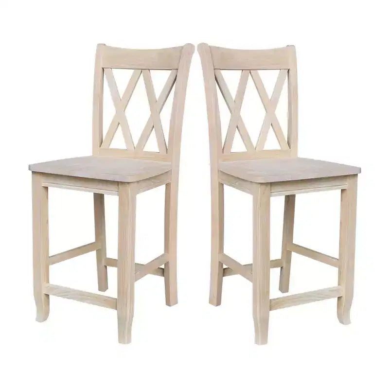 Tabouret de bar hauteur comptoir à dossier double croix