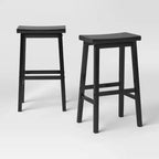 Set of 2 29 Solid Wood Saddle Backless Barstool - Room Essentials