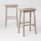 Lot de 2 tabourets de bar sans dossier en bois massif Saddle 73,6 cm - Room Essentials