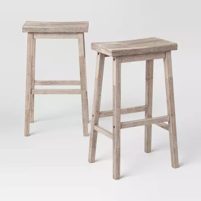 Lot de 2 tabourets de bar sans dossier en bois massif Saddle 73,6 cm - Room Essentials