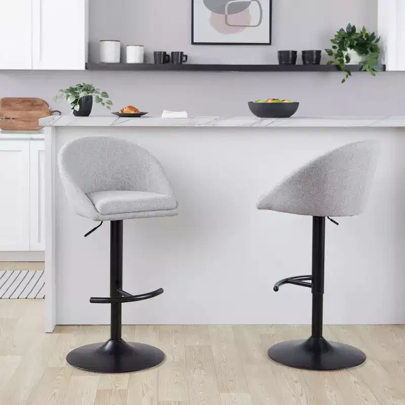 LumiSource Lot de 2 tabourets de bar réglables dossier haut en tissu Matisse