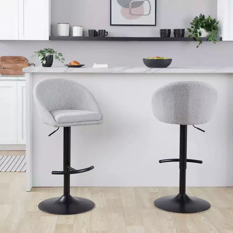 LumiSource Lot de 2 tabourets de bar réglables dossier haut en tissu Matisse