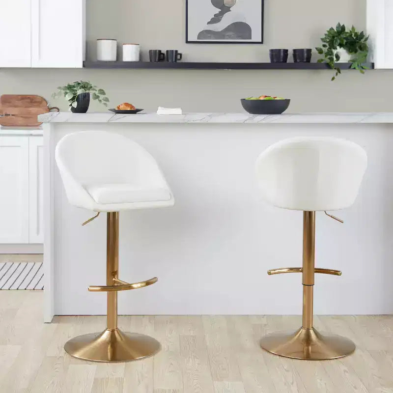 LumiSource Lot de 2 tabourets de bar réglables dossier haut en tissu Matisse