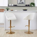 LumiSource Lot de 2 tabourets de bar réglables dossier haut en tissu Matisse