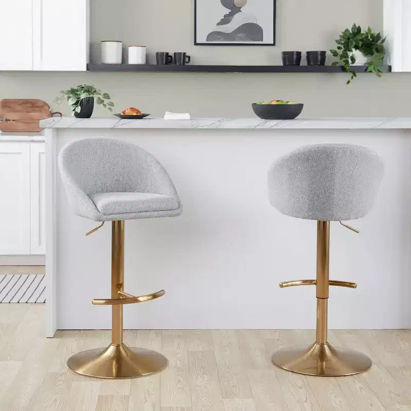 LumiSource Lot de 2 tabourets de bar réglables dossier haut en tissu Matisse