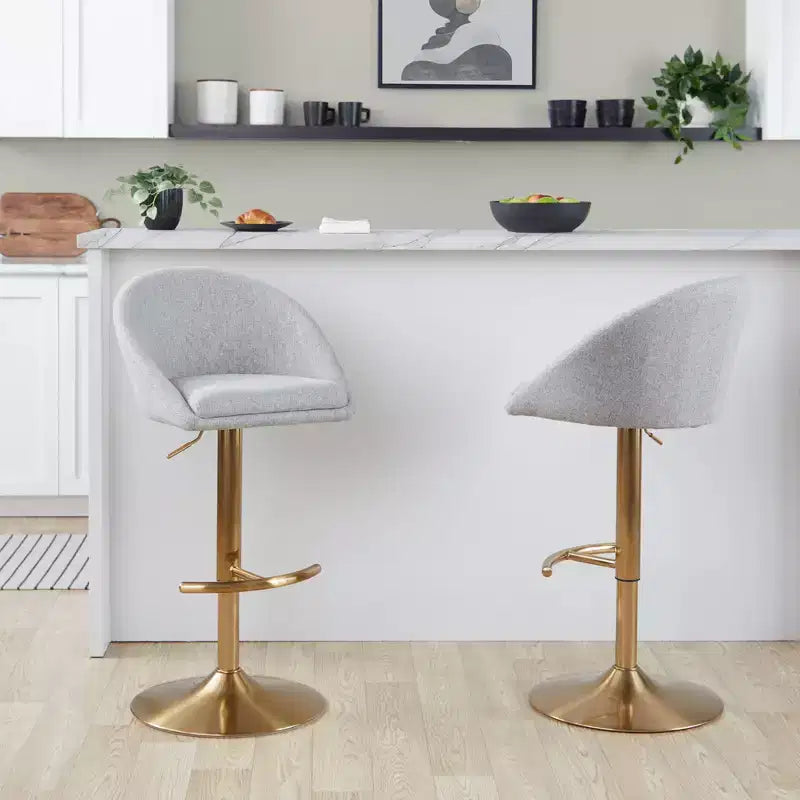 LumiSource Lot de 2 tabourets de bar réglables dossier haut en tissu Matisse