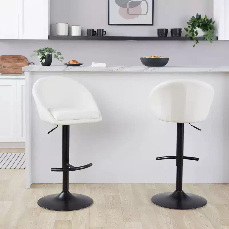LumiSource Lot de 2 tabourets de bar réglables dossier haut en tissu Matisse