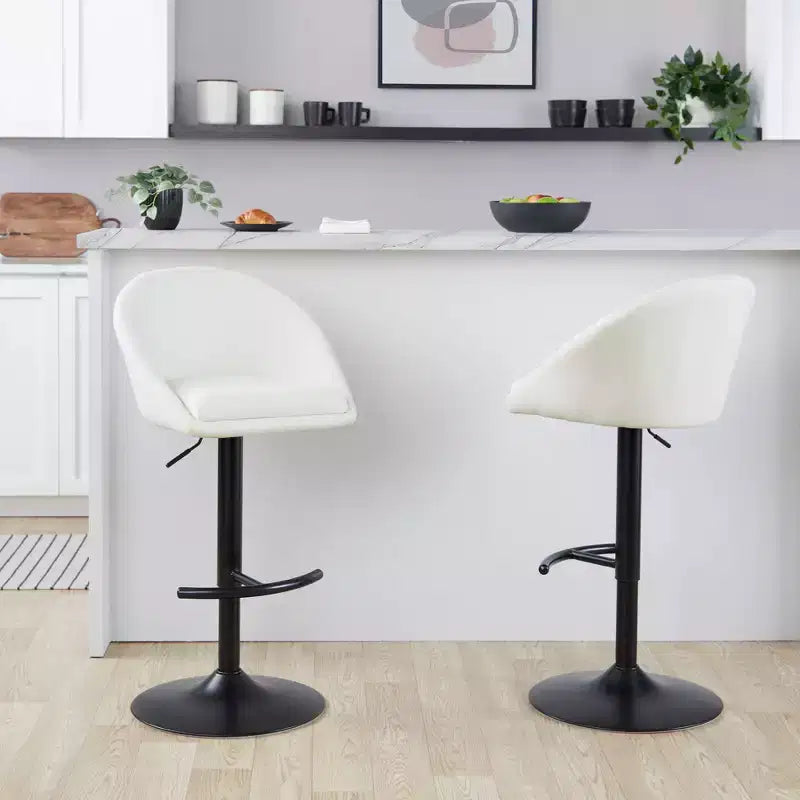LumiSource Lot de 2 tabourets de bar réglables dossier haut en tissu Matisse