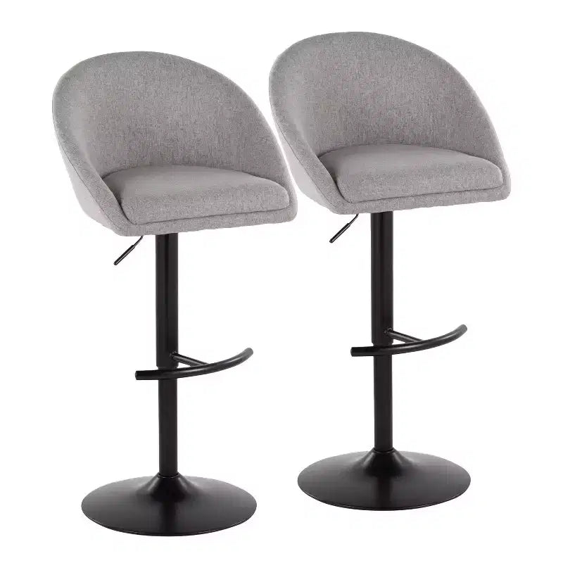 LumiSource Lot de 2 tabourets de bar réglables dossier haut en tissu Matisse