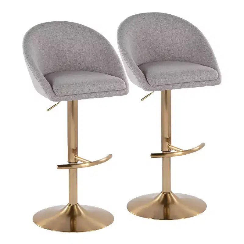 LumiSource Lot de 2 tabourets de bar réglables dossier haut en tissu Matisse