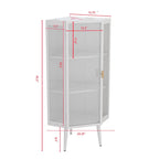 Meuble d'angle à poser, 3 niveaux avec portes en verre trempé et étagères de rangement