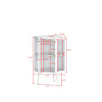 Meuble d'angle à poser, 3 niveaux avec portes en verre trempé et étagères de rangement