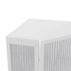 Meuble d'angle à poser, 3 niveaux avec portes en verre trempé et étagères de rangement