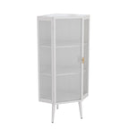 Meuble d'angle à poser, 3 niveaux avec portes en verre trempé et étagères de rangement