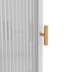 Meuble d'angle à poser, 3 niveaux avec portes en verre trempé et étagères de rangement