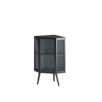 Meuble d'angle à poser, 3 niveaux avec portes en verre trempé et étagères de rangement