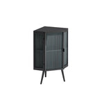 Meuble d'angle à poser, 3 niveaux avec portes en verre trempé et étagères de rangement