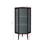 Meuble d'angle à poser, 3 niveaux avec portes en verre trempé et étagères de rangement