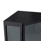 Meuble d'angle à poser, 3 niveaux avec portes en verre trempé et étagères de rangement