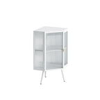 Meuble d'angle à poser, 3 niveaux avec portes en verre trempé et étagères de rangement