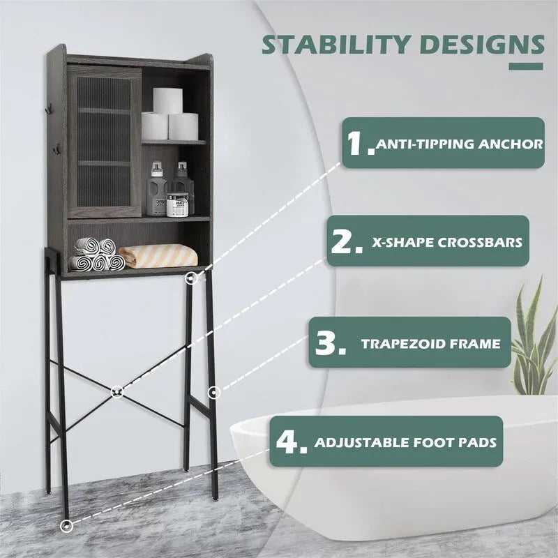 Over the Toilet Storage Cabinet - 11.6D x 24.6W x 67H