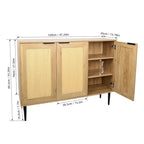 47.24 Meuble de rangement en bois avec 3 portes en rotin et 3 étagères