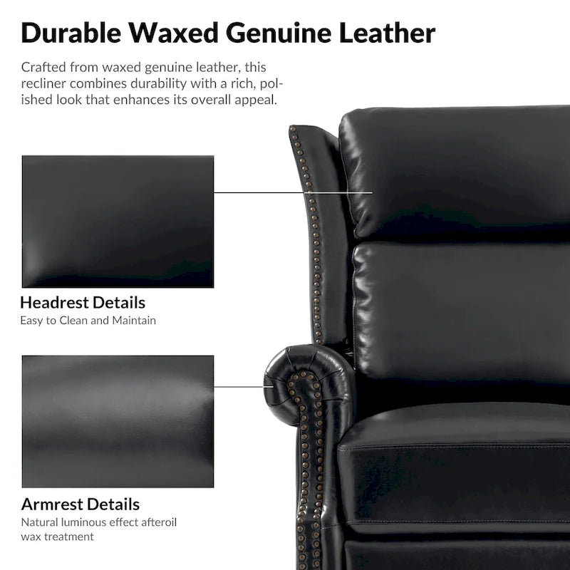 Viviana Traditional Genuine Leather Manual Swivel Glider Recliner by HULALA HOME