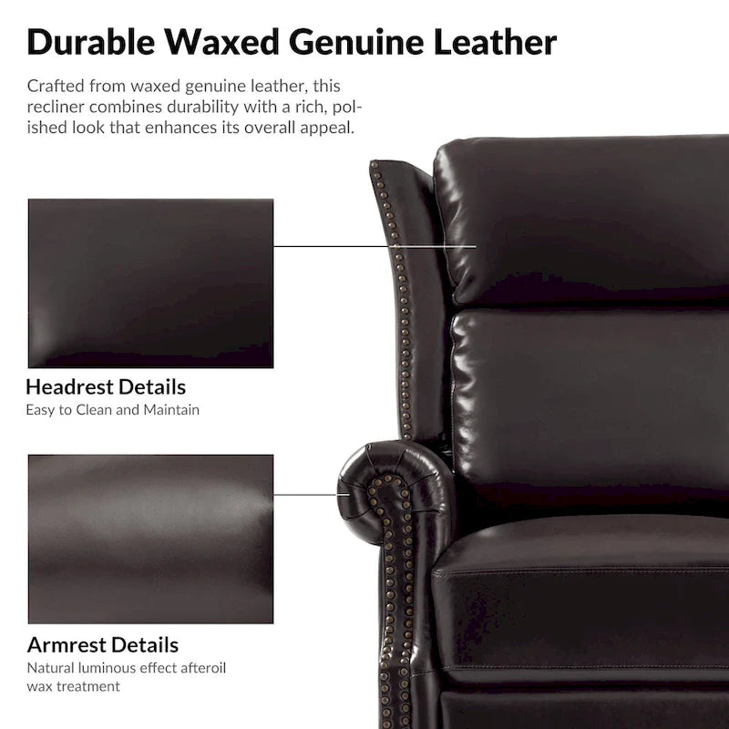Viviana Traditional Genuine Leather Manual Swivel Glider Recliner by HULALA HOME