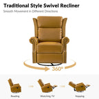 Viviana Traditional Genuine Leather Manual Swivel Glider Recliner by HULALA HOME
