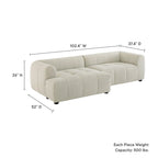 Liana Left-Facing Upholstered Fabric Modular Sofa with Chaise